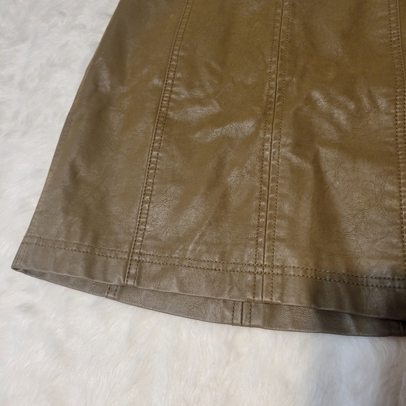 Free People | Modern Femme Brown Vegan Leather Skirt | Size 0 - Picture 3 of 10